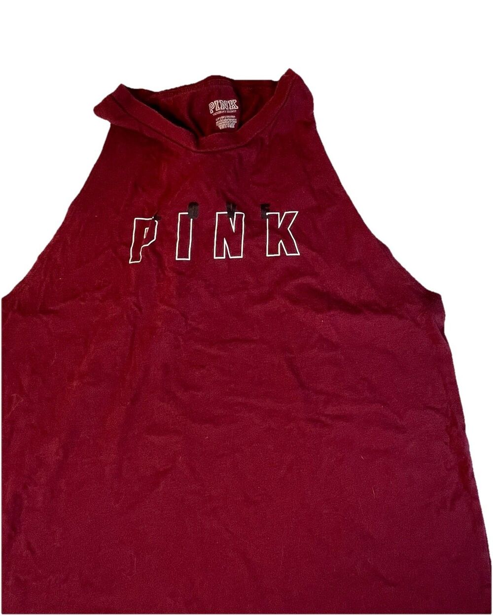 Victoria's Secret PINK Tank Top Loose Size Small Maroon Logo Twist Back Shirt